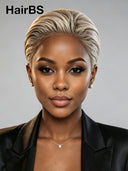 Full lace wig Blonde  Pixie Cut 100% Human Hair