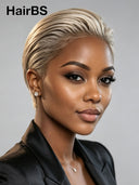 Full lace wig Blonde  Pixie Cut 100% Human Hair