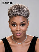 Full lace wig Salt and Pepper Pixie Cut  for black woman