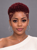 Full lace wig Pixie Cut burgundy curly wave for black woman