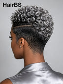 Full lace wig Pixie Cut Salt and Pepper for black woman