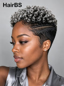 Full lace wig Pixie Cut Salt and Pepper for black woman
