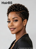 Full lace wig Pixie cut curly wave side part