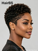 Full lace wig Pixie cut curly wave side part