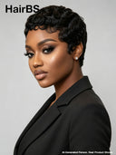 Glueless Pixie wig finger wave chioma