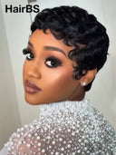 Glueless Pixie wig finger wave chioma