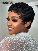 Glueless Pixie wig finger wave chioma