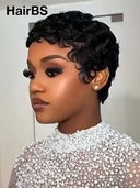 Glueless Pixie wig finger wave chioma