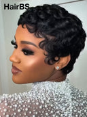 Glueless Pixie wig finger wave chioma