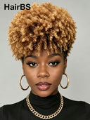 Glueless Pixie wig afro honey highlight
