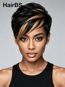 Glueless wear to go Pixie wig honey highlight