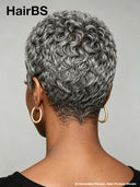 Machine Made  Salt And Pepper pixie cut wig