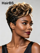 HD Lace front 13x4 Pixie cut Wig honey highlight-1