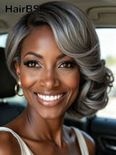Pixie wig Salt and pepper HD lace wig lace front 13x4 lace wavy 100% Human Hair