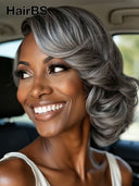 Pixie wig Salt and pepper HD lace wig lace front 13x4 lace wavy 100% Human Hair