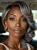 Pixie wig Salt and pepper HD lace wig lace front 13x4 lace wavy 100% Human Hair