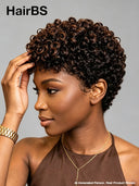 Lace front 13x4 pixie curly wig brown highlight side part 