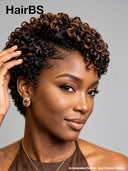 Lace front 13x4 pixie curly wig brown highlight side part 