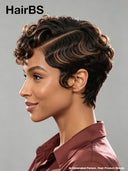 Lace front 13x4 side part pixie cut Brown highlight wig