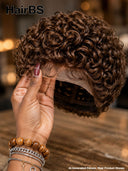 Lace front 13x4 pixie cut brown curly wave wig 