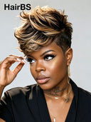 Lace front pixie cut wig honey highlight for black woman