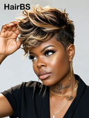 Lace front pixie cut wig honey highlight for black woman