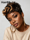 Lace front 13x4 Pixie wig quick weave honey highlight for black women