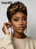 Lace front 13x4 Pixie wig quick weave honey highlight for black women