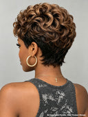 Lace front 13x4 Soft Curly 1B Highlights Pixie wig Quick weave