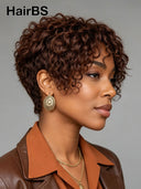 Lace front 13x4 pixie wig Brown For Black Woman