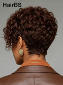 Lace front 13x4 pixie wig Brown For Black Woman