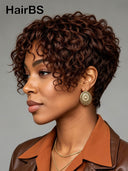 Lace front 13x4 pixie wig Brown For Black Woman