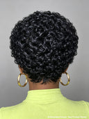Lace front 13x4 pixie wig Short Black curly side part