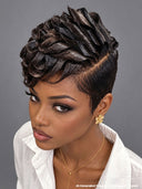 Lace front 13x6 Pixie cut black wig quick weave 100% Human Hair