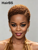 Lace front 13x6 Pixie wig Afro curly Brown pre-cut for black woman