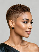 Lace front 13x6 pixie cut Brown curly wave wig
