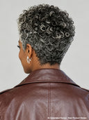 Machine made pixie cut wig salt & pepper afro curly