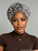 Machine made wear to go Salt And Pepper pixie cut wig afro