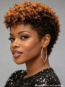 Gluelesse wig machine made afro honey Pixie cut wig
