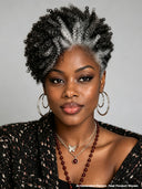 Ready to go machine made salt and pepper afro