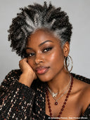 Ready to go machine made salt and pepper afro