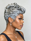 Machine made pixie cut wig salt and pepper Quick weave