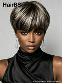 Special Offer ready to go Machine Made blonde highlight Straight Pixie 100% Human Hair