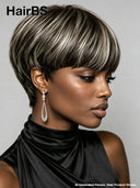 Special Offer ready to go Machine Made blonde highlight Straight Pixie 100% Human Hair