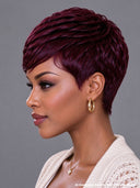Machine made burgundy pixie cut wig