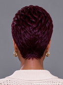Machine made burgundy pixie cut wig