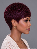 Machine made burgundy pixie cut wig
