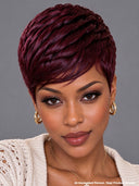 Machine made burgundy pixie cut wig