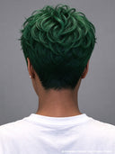 Machine made green Glueless wig pixie cut wig