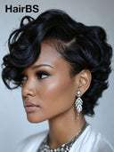 Lace front 13x4 Pixie wig quick weave black 100% Human Hair